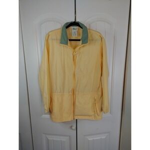 Vtg Small Northern Reflections Yellow Raincoat Zip Drawstring Hide Hood Jacket